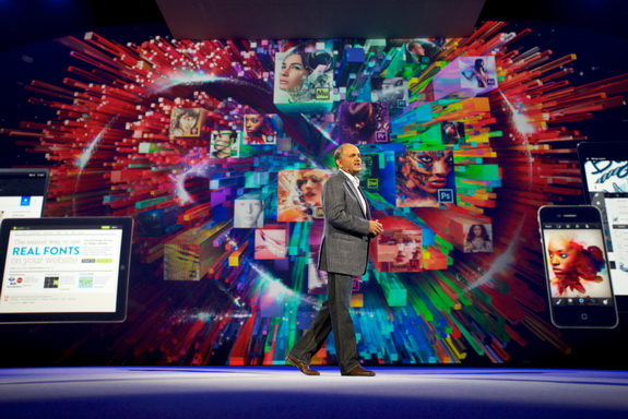The update to Creative Cloud was announced at Adobe MAX, The Creativity Conference, May 4-8 in Los Angeles. Adobe MAX is an annual four-day event that convenes more than 5,000 industry leaders to explore how creativity is changing the world. Shown here: Adobe president and CEO Shantanu Narayen.(Photo Courtesy of Adobe/David Zentz Photography/Novus Select)