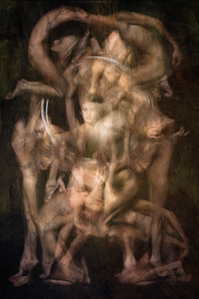 “Gates after Rodin” is part of the Multiple Exposures collection by Harold Davis. The series shows an unusual photographic technique in which Harold Davis captures in-camera multiple exposures that are precision timed in the studio using strobes and motions choreographed with a model or models. The artisanal pigment prints are output on Moab Slickrock Metallic Pearl on an Epson Stylus Pro 9900 printer with Epson Ultrachrome HDR inks. Photo: ©Harold Davis