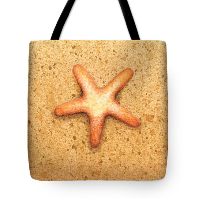 Custom tote bag with starfish image by Katherine Young
